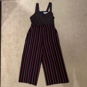 BCBGeneration Striped Mixed Media Jumpsuit